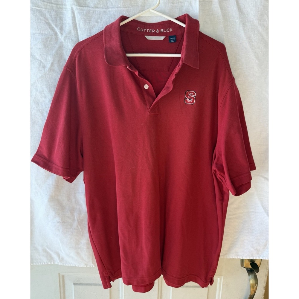 NC State College Wolfpack Embroidered Red Polo Shirt Size XXL Cutter & Buck Mens
